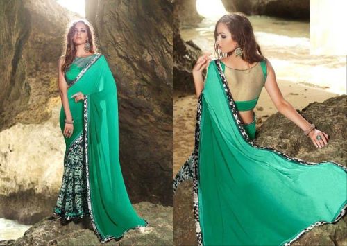 Georgette Printed Sarees, Occasion : Party Wear