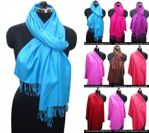 Plain Silk Pashmina Shawls, Size : 70x200 Cm