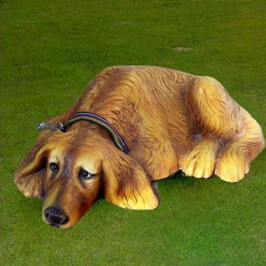 Polished Ceramic Dog Sculpture, For Garden, Home, Packaging Type : Carton Box, Thermocol Box