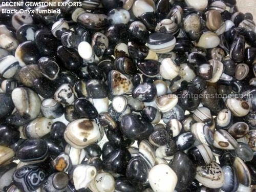 Natural Non Polished Black Onyx Tumbled Stones, For Jewellery Use, Size : 0-25mm