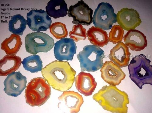 Polished Brass Round Druzy Agate Stone, Feature : Durable, Light Weight