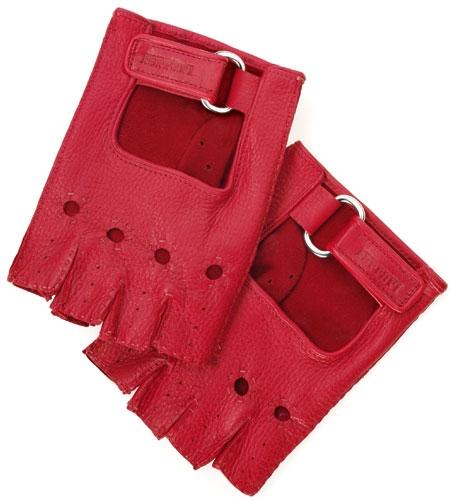 Leather Fingerless Driving Gloves, Packaging Type : Red