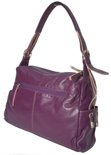 Ladish Leather Hand Bag Purple Colour, Gender : Female