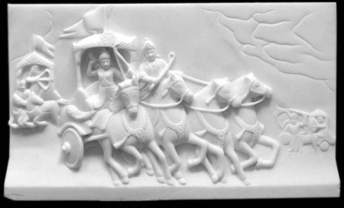 Mahabharat Rath Carving On Marble Slab