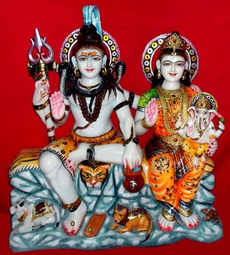 Shiv Parvati Marble Statues