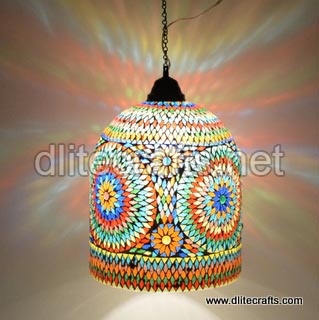 Dlite Carfts Glass Mosiac Hanging Lamp, Color : Multi