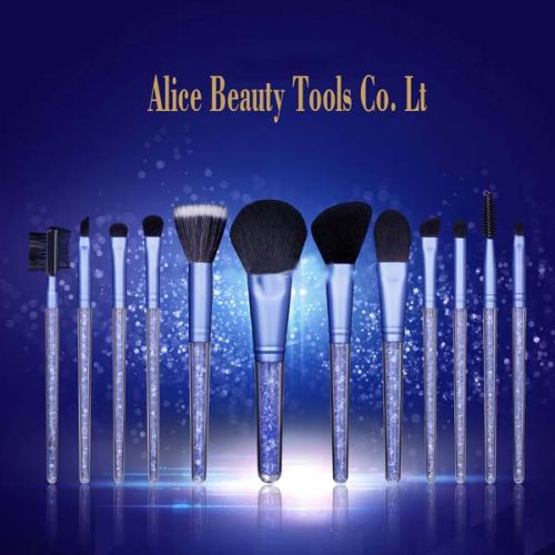 Synthetic Hair Makeup Brushes, Handle Material : Crystal handle