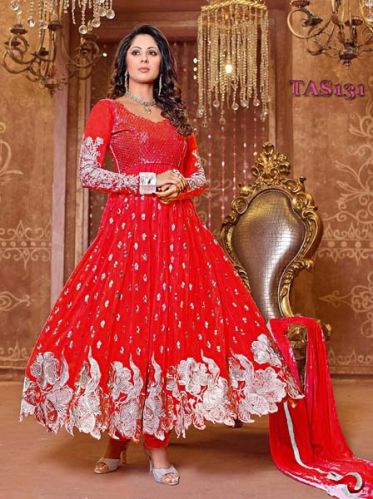 Designer Georgette Red Anarkali Suits