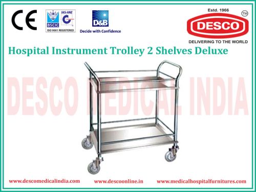 2 SHELVES DELUXE INSTRUMENT TROLLEY