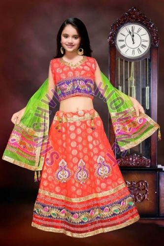 Kids Lehenga Pari, Color : Gajari Nd Green