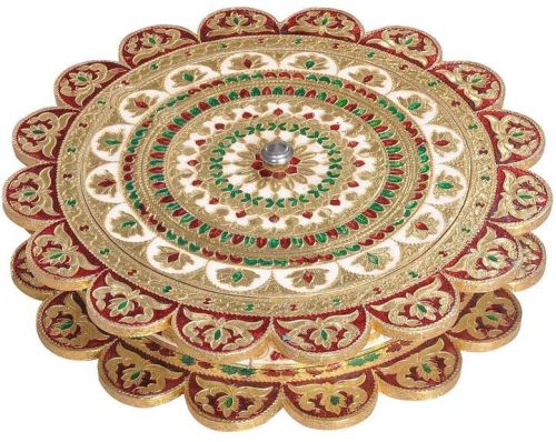 Sunflower Shaped, Flower Designed Hand-made Meenakari Decorative Platt