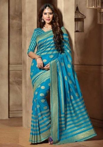 Embroidered Raw Sarees, Technics : Attractive Pattern, Yarn Dyed