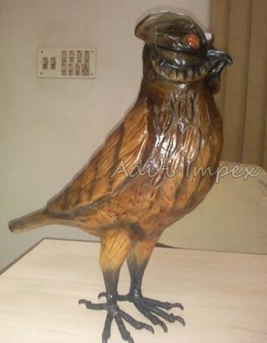 Polished Metal Handicraft Leather Owl Sculpture, For Garden, Gifting, Home, Office, Style : Antique