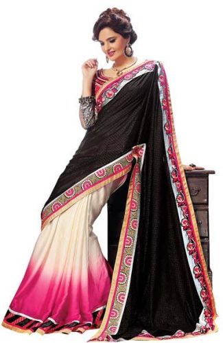 Shonaya Balck Colour Georgette Embroidered Sarees