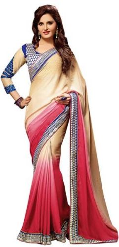 Shonaya Cream Colour Georgette Embroidered Sarees