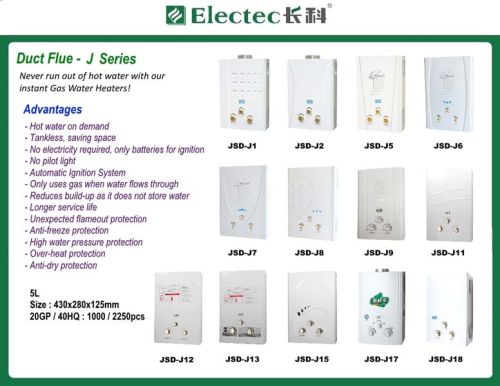 Gas Water Heater, Brand Name : Electec for Well Ventilated Area