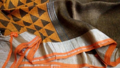 Linen Saree With Hand Jamdani Pallu