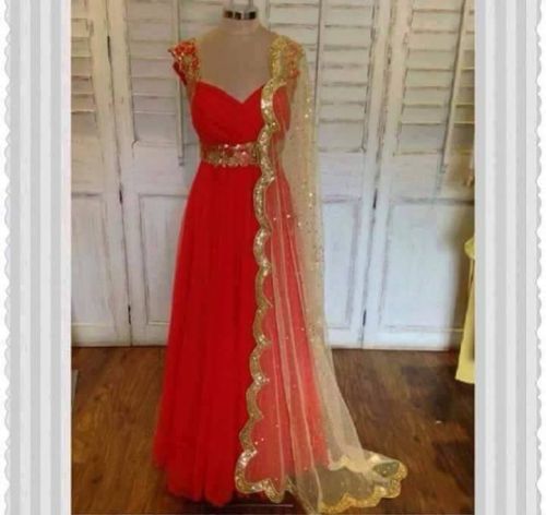 Red Floor Length Party Dress