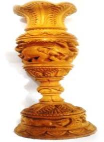 Round Polished Wooden Flower Vase, For Home Decor, Hotel Decor, Restaurant Decor, Style : Antique