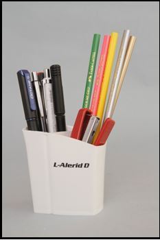Polished White Pen Stand, For Library, Offices, School, Pattern : Printed