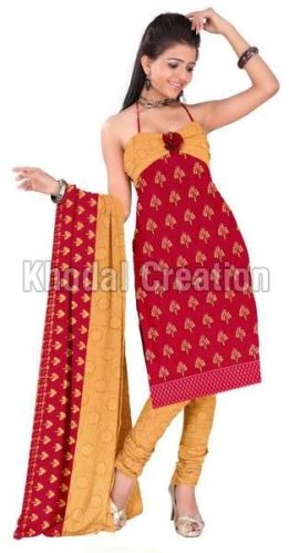 Beautiful Red and Yellow Printed Straight Suit