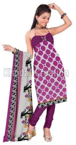 Purple Colored Printed Straight Salwar Suit, Occasion : Formal