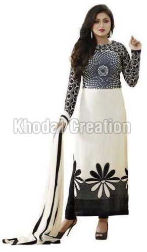 Trendy Black and White Colored Cotton Materialed Straight Suit