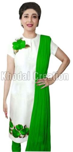 Wonderful Green Colored Embroidered Straight Suit