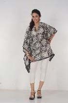 OMN 100% HANDLOOM SILK Black White Kaftan