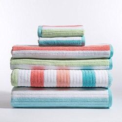Multi Colored Striped Bath Towels