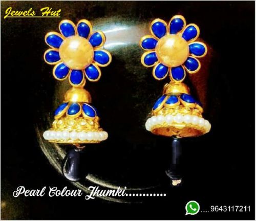 Golden Navy Blue Jhumki