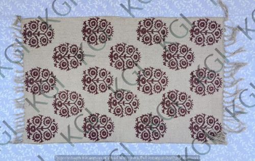 COTTON Printed Gandloom Rugs, Design : BLOCK