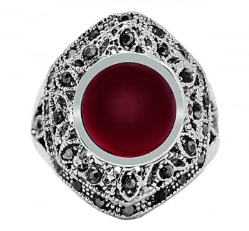 Cocktail Ring In Oxidized German Silver