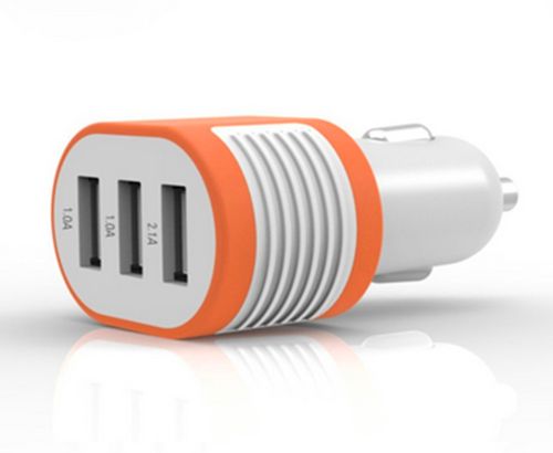 3 Ports Silicone Shell Dual USB Car Charger