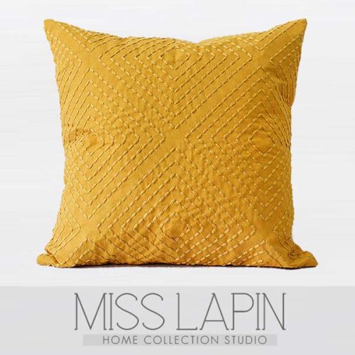 Yellow Diamond Emproidered Pillow