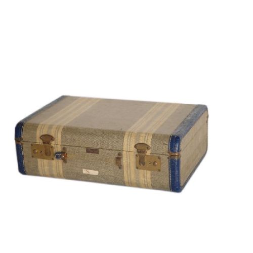 Printed Canvas Blue Color Leather-trimmed Trunk