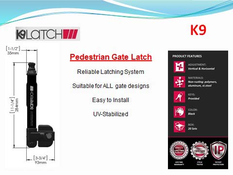 UV-Stabilized Pedestrian Gate Latch, Packaging Type : Black