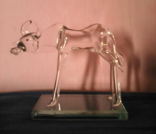 Glass Cow Statue, For Decoration, Color : Transparent