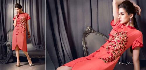 Radhika Fibers Orange Color Viscose Rayon Kurti