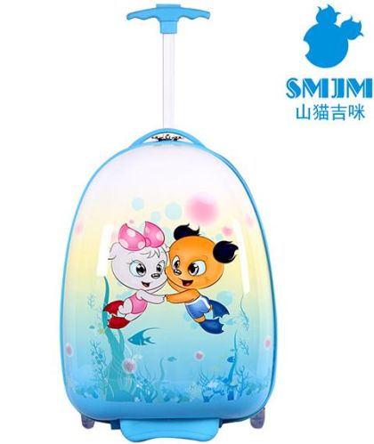 Blue Smjm Oval Shape Small Kids Trolley Case