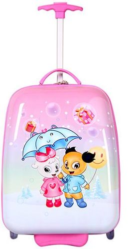 Pink SMJM Square Shape Girls Beauty Pink Light Trolley Case