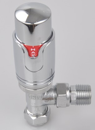 Chromed Thermostatic Radiator Angled Valve With Chromed Thermostat Hea