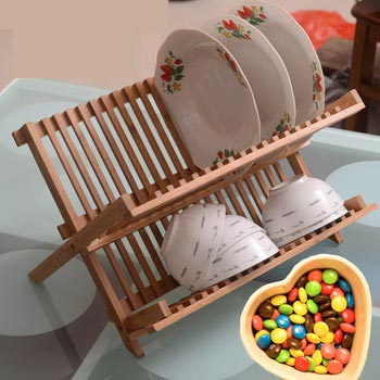 Teak Wood Folding Dish Rack