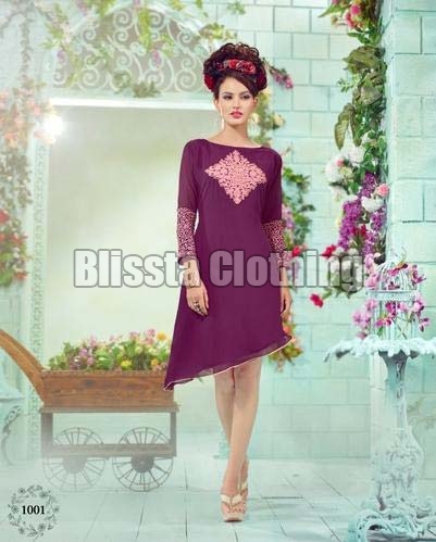 Purple Georgette Casual Kurti