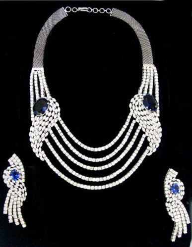 Diamond Necklace Set, Color : Sliver Engagement, Party, Wedding