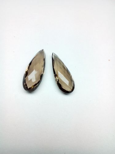 Smoky Quartz Double Cheaker Cut Briolettes