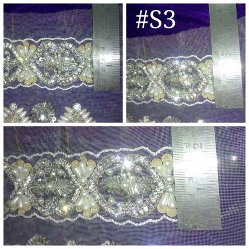 Skp Tule Crystal Trim Lace, For Garment Accessories, Size : 2 To 2.5 Inch*