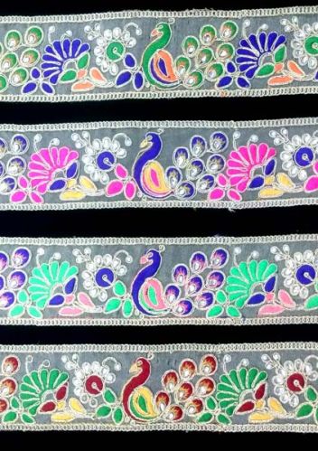 SKP Coding Fine Embroidered Lace, For Border, Feature : Stone Work