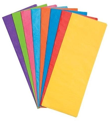 Rectangle Colored Tissue Paper, Color : Blue, Green, Purple Etc.