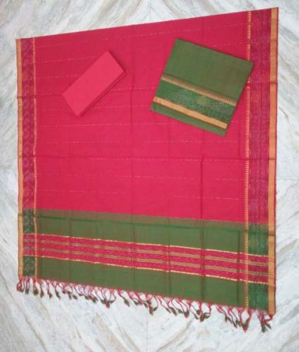 Mangalagiri Silk Unstitched Suit, Feature : Breathable, Eco Friendly, Elegant Design